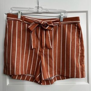 Banana Republic High Waist Striped Tan Shorts